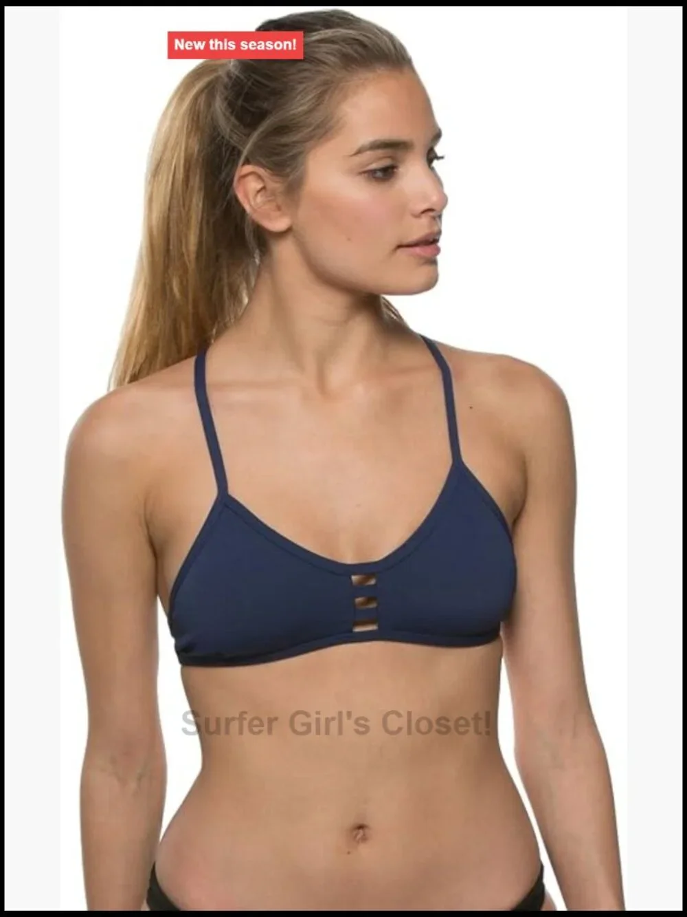 JOLYN Tomcat Tie-Back Athletic Bikini Top Full Coverage Swimsuit Top